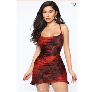 New!!! Fashion Nova Satin Mini Slip Dress - Rust